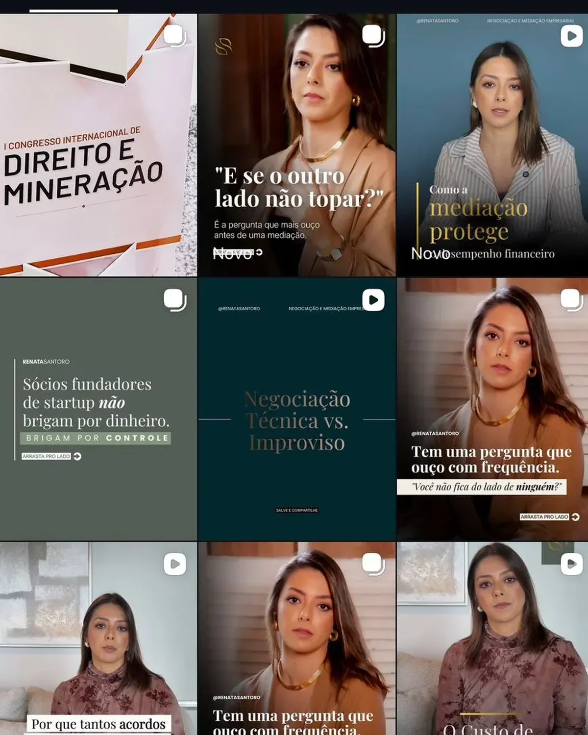 Grade de publicações do perfil de Renata Santoro