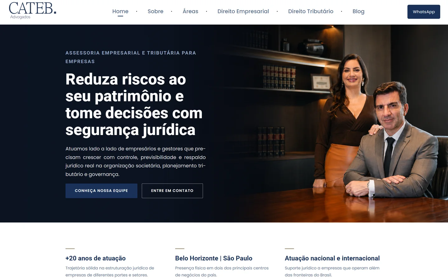 Página inicial do site da CATEB Advogados