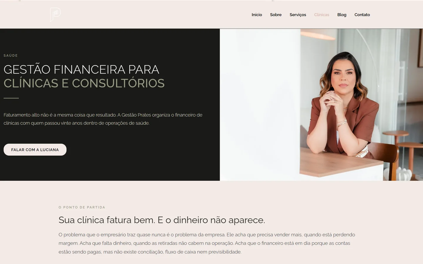 Página inicial do site da Prates, gestão financeira empresarial
