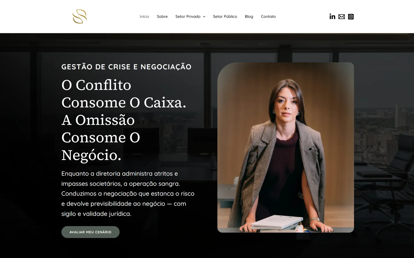 Página inicial do site de Renata Santoro, mediação e negociação empresarial
